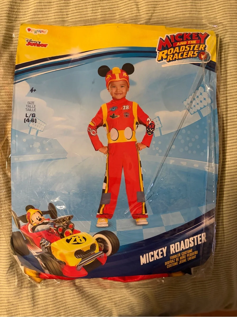 Disney Mickey Roadster Racers Red and Yellow Toddler Costume with Ear Hood